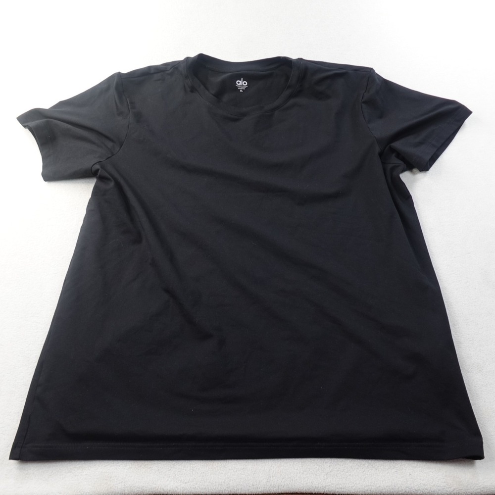 Alo Yoga Conquer Reform Crew Neck T Shirt Mens XL Black Performance Stretch